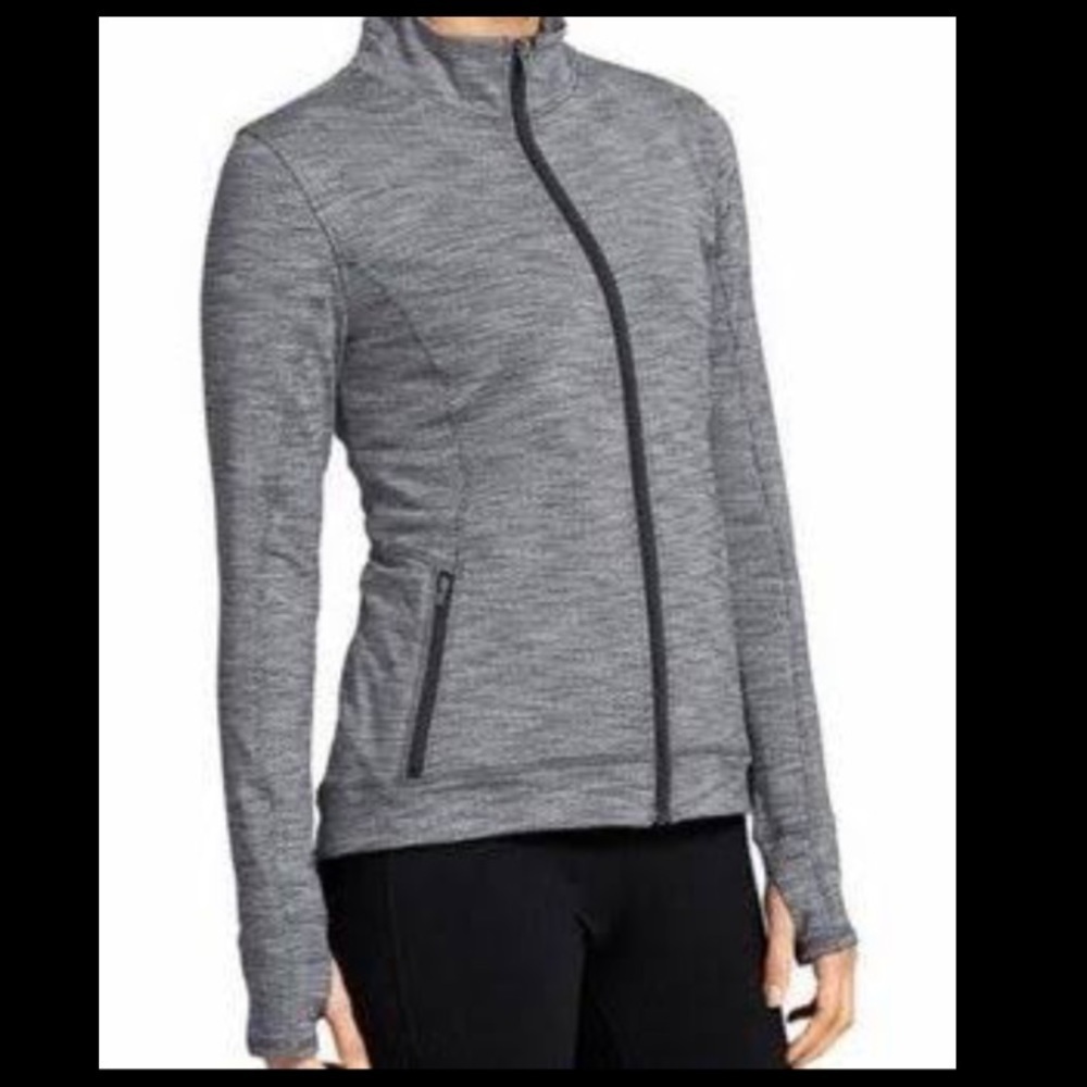 Athleta Gray Jacquard Harmony Full Zip Jacket A.